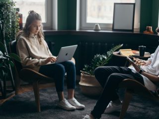 People using on laptop