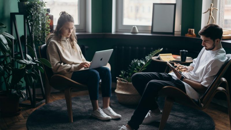 People using on laptop