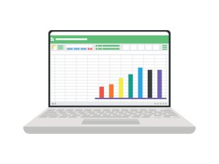 Laptop and spreadsheet