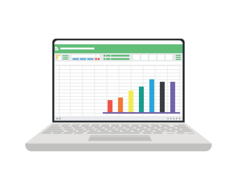 Laptop and spreadsheet