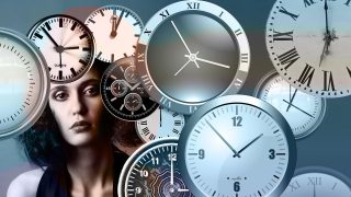Time. Clock. Woman.
