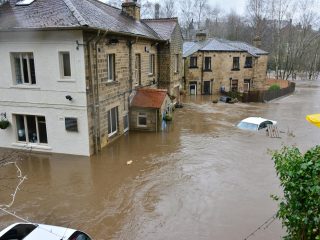 Flooded houses or neighborhood